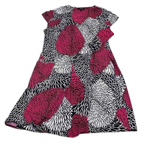 Alfani Dress Big Floral Print Pink White V-Neck Midi Size Large L - Picture 4 of 16